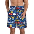 thumbnail image 1 of Honeii's Animals Rescue Team Print Men's Casual Shorts with Drawstring，Swim Trunks Quick Dry Beach Shorts, 1 of 5