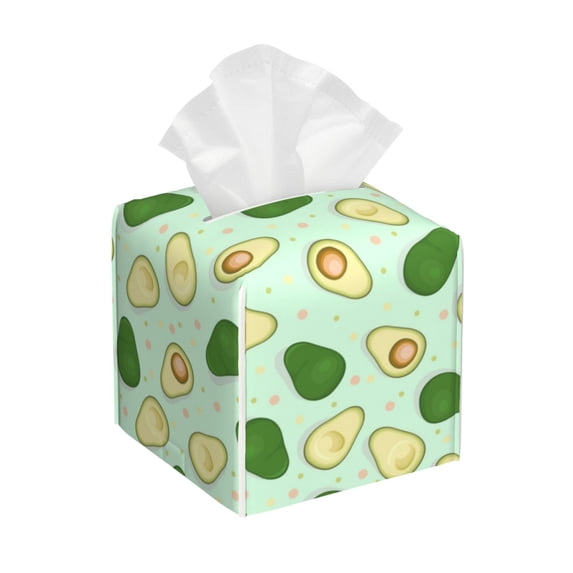 Honeii 's Avocado for Leather Square Tissue Box Cover Holder: A Stylish Organizer for Tabletops, Bathrooms, Cars & Offices