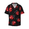 thumbnail image 1 of Honeii 's Beautiful Red Ladybug for men's short-sleeved button-up collared shirt featuring a pocket, perfect for beach vacations, and travel adventures., 1 of 5