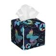thumbnail image 1 of Honeii 's Blue Butterfly for Leather Square Tissue Box Cover Holder: A Stylish Organizer for Tabletops, Bathrooms, Cars & Offices, 1 of 5