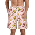thumbnail image 1 of Honeii's Breakfast Print Men's Casual Shorts with Drawstring，Swim Trunks Quick Dry Beach Shorts, 1 of 5