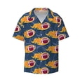 thumbnail image 1 of Honeii 's Burning Rugby Balls for men's short-sleeved button-up collared shirt featuring a pocket, perfect for beach vacations, and travel adventures., 1 of 5