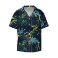 thumbnail image 1 of Honeii 's Cartoon Dinosaur for men's short-sleeved button-up collared shirt featuring a pocket, perfect for beach vacations, and travel adventures., 1 of 5