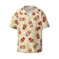 thumbnail image 1 of Honeii 's Cartoon Popcorn for men's short-sleeved button-up collared shirt featuring a pocket, perfect for beach vacations, and travel adventures., 1 of 5
