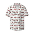 thumbnail image 1 of Honeii 's Christmas Train for men's short-sleeved button-up collared shirt featuring a pocket, perfect for beach vacations, and travel adventures., 1 of 5