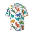 thumbnail image 1 of Honeii 's Colorful Dinosaur for men's short-sleeved button-up collared shirt featuring a pocket, perfect for beach vacations, and travel adventures., 1 of 5