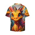 thumbnail image 1 of Honeii 's Colorful Flower Chameleon for men's short-sleeved button-up collared shirt featuring a pocket, perfect for beach vacations, and travel adventures., 1 of 5