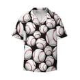 thumbnail image 1 of Honeii 's Cute Baseball for men's short-sleeved button-up collared shirt featuring a pocket, perfect for beach vacations, and travel adventures., 1 of 5
