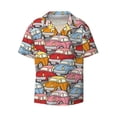 thumbnail image 1 of Honeii 's Cute Cars for men's short-sleeved button-up collared shirt featuring a pocket, perfect for beach vacations, and travel adventures., 1 of 5