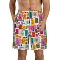 thumbnail image 1 of Honeii's Cute Doodles Print Men's Casual Shorts with Drawstring，Swim Trunks Quick Dry Beach Shorts, 1 of 5