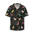 thumbnail image 1 of Honeii 's Cute Rabbit And Flower for men's short-sleeved button-up collared shirt featuring a pocket, perfect for beach vacations, and travel adventures., 1 of 5