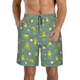 thumbnail image 1 of Honeii's Cute Yoga Frogs Print Men's Casual Shorts with Drawstring，Swim Trunks Quick Dry Beach Shorts, 1 of 5