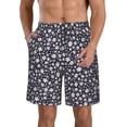 thumbnail image 1 of Honeii's Daisies Flowers Print Men's Casual Shorts with Drawstring，Swim Trunks Quick Dry Beach Shorts, 1 of 5