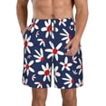 thumbnail image 1 of Honeii's Daisy Flowers Print Men's Casual Shorts with Drawstring，Swim Trunks Quick Dry Beach Shorts, 1 of 5