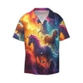 thumbnail image 1 of Honeii 's Dreamy Night Sky White Horse for men's short-sleeved button-up collared shirt featuring a pocket, perfect for beach vacations, and travel adventures., 1 of 5