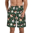 thumbnail image 1 of Honeii's Festive Forest Friends Print Men's Casual Shorts with Drawstring，Swim Trunks Quick Dry Beach Shorts, 1 of 5