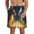 thumbnail image 1 of Honeii's Firefly Forest Fox Print Men's Casual Shorts with Drawstring，Swim Trunks Quick Dry Beach Shorts, 1 of 5