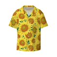 thumbnail image 1 of Honeii 's Floral Sunflowers for men's short-sleeved button-up collared shirt featuring a pocket, perfect for beach vacations, and travel adventures., 1 of 5