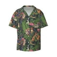 thumbnail image 1 of Honeii 's Forest Animals And Plants for men's short-sleeved button-up collared shirt featuring a pocket, perfect for beach vacations, and travel adventures., 1 of 5
