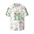 thumbnail image 1 of Honeii 's Frog and Mushrooms for men's short-sleeved button-up collared shirt featuring a pocket, perfect for beach vacations, and travel adventures., 1 of 5