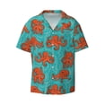 thumbnail image 1 of Honeii 's Fun Octopus for men's short-sleeved button-up collared shirt featuring a pocket, perfect for beach vacations, and travel adventures., 1 of 5