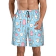 thumbnail image 1 of Honeii's Funny Cute Teeth Print Men's Casual Shorts with Drawstring，Swim Trunks Quick Dry Beach Shorts, 1 of 5