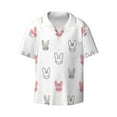 thumbnail image 1 of Honeii 's Girl Rabbit for men's short-sleeved button-up collared shirt featuring a pocket, perfect for beach vacations, and travel adventures., 1 of 5