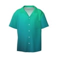 thumbnail image 1 of Honeii 's Green Turquoise Teal for men's short-sleeved button-up collared shirt featuring a pocket, perfect for beach vacations, and travel adventures., 1 of 5