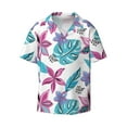 thumbnail image 1 of Honeii 's Hawaiian Style for men's short-sleeved button-up collared shirt featuring a pocket, perfect for beach vacations, and travel adventures., 1 of 5