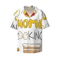 thumbnail image 1 of Honeii 's Home Cooking for men's short-sleeved button-up collared shirt featuring a pocket, perfect for beach vacations, and travel adventures., 1 of 5