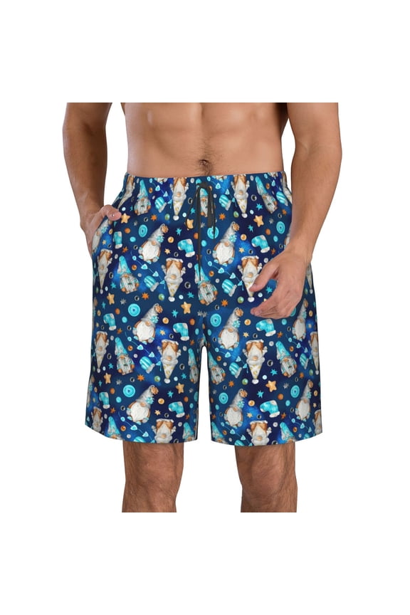 's Ice blue old man cute winter Print Men's Casual Shorts with DrawstringSwim Trunks Quick Dry Beach Shorts