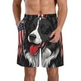thumbnail image 1 of Honeii's Independence Day Collie Print Men's Casual Shorts with Drawstring，Swim Trunks Quick Dry Beach Shorts, 1 of 5