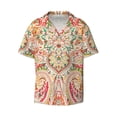 thumbnail image 1 of Honeii 's Indian Paisley 1 for men's short-sleeved button-up collared shirt featuring a pocket, perfect for beach vacations, and travel adventures., 1 of 5