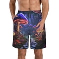 thumbnail image 1 of Honeii's Jungle Path Glowing Mushrooms Print Men's Casual Shorts with Drawstring，Swim Trunks Quick Dry Beach Shorts, 1 of 5