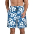 thumbnail image 1 of Honeii's Leaves And Flowers Print Men's Casual Shorts with Drawstring，Swim Trunks Quick Dry Beach Shorts, 1 of 5