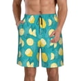 thumbnail image 1 of Honeii's Lemon Blue Print Men's Casual Shorts with Drawstring，Swim Trunks Quick Dry Beach Shorts, 1 of 5
