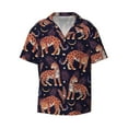 thumbnail image 1 of Honeii 's Leopard Print for men's short-sleeved button-up collared shirt featuring a pocket, perfect for beach vacations, and travel adventures., 1 of 5