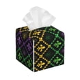 thumbnail image 1 of Honeii 's Mardi Gra Geometric for Leather Square Tissue Box Cover Holder: A Stylish Organizer for Tabletops, Bathrooms, Cars & Offices, 1 of 5