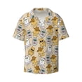 thumbnail image 1 of Honeii 's Music Dancing Cat for men's short-sleeved button-up collared shirt featuring a pocket, perfect for beach vacations, and travel adventures., 1 of 5