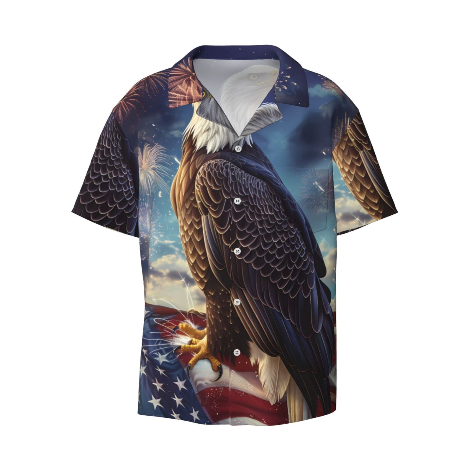 Honeii 's Night Sky Bald Eagle for men's short-sleeved button-up ...