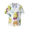 thumbnail image 1 of Honeii 's Orange Green Avocado for men's short-sleeved button-up collared shirt featuring a pocket, perfect for beach vacations, and travel adventures., 1 of 5
