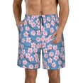 thumbnail image 1 of Honeii's Orchids Flowers Print Men's Casual Shorts with Drawstring，Swim Trunks Quick Dry Beach Shorts, 1 of 1