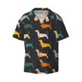 thumbnail image 1 of Honeii 's Plaid Dachshund for men's short-sleeved button-up collared shirt featuring a pocket, perfect for beach vacations, and travel adventures., 1 of 5