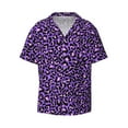 thumbnail image 1 of Honeii 's Purple Leopard for men's short-sleeved button-up collared shirt featuring a pocket, perfect for beach vacations, and travel adventures., 1 of 5