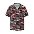 thumbnail image 1 of Honeii 's Red And Blue Cars for men's short-sleeved button-up collared shirt featuring a pocket, perfect for beach vacations, and travel adventures., 1 of 5