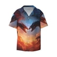 thumbnail image 1 of Honeii 's Red And Blue Fire Cloud Dragon for men's short-sleeved button-up collared shirt featuring a pocket, perfect for beach vacations, and travel adventures., 1 of 5