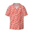 thumbnail image 1 of Honeii 's Red Pretty Flowers for men's short-sleeved button-up collared shirt featuring a pocket, perfect for beach vacations, and travel adventures., 1 of 5