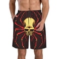 thumbnail image 1 of Honeii's Red Skull Spider Print Men's Casual Shorts with Drawstring，Swim Trunks Quick Dry Beach Shorts, 1 of 5