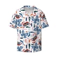 thumbnail image 1 of Honeii 's Retro Butterfly for men's short-sleeved button-up collared shirt featuring a pocket, perfect for beach vacations, and travel adventures., 1 of 5