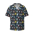 thumbnail image 1 of Honeii 's Rocket Space for men's short-sleeved button-up collared shirt featuring a pocket, perfect for beach vacations, and travel adventures., 1 of 5